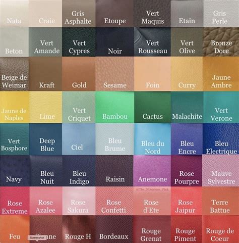 hermes leather color chart